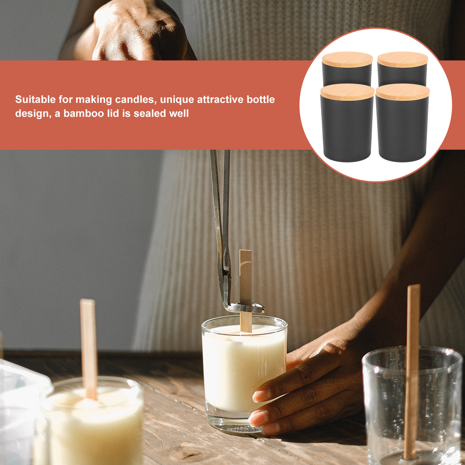 مجموعة من 4 أوعية زجاجية للشمو - مراجعة Candle Making Jars With Lids وسعره